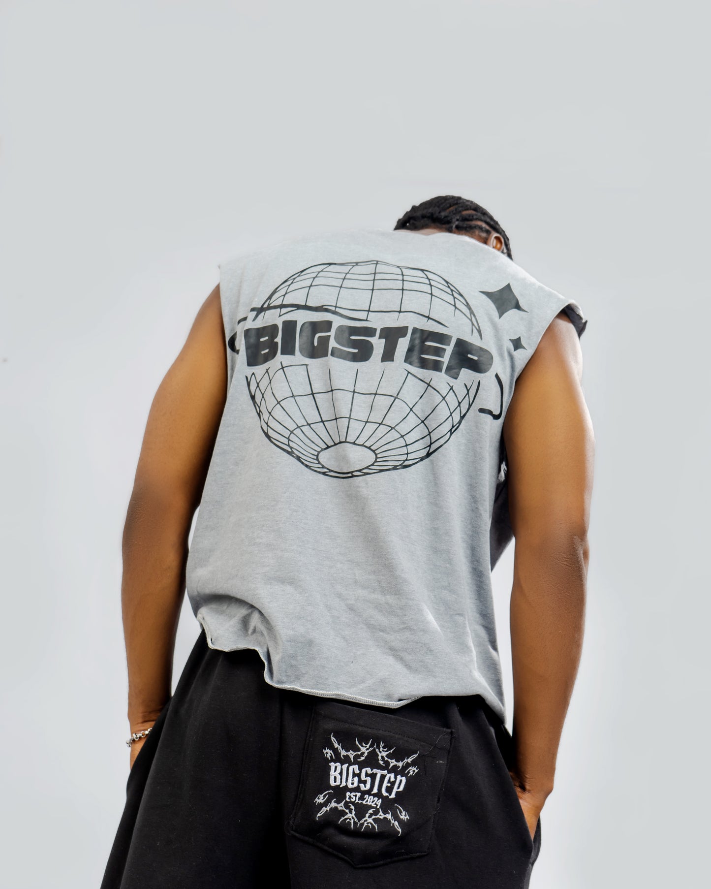 Big Step Cropped Joggers in Black